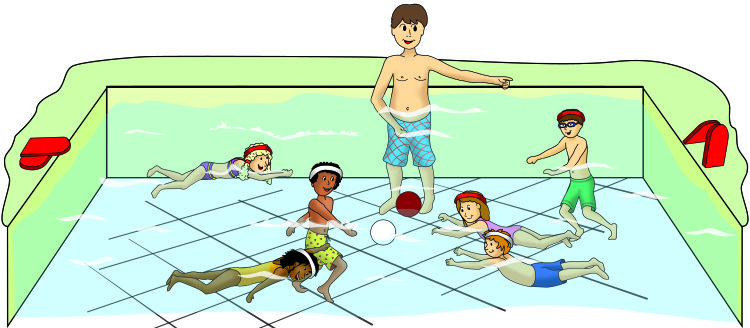 Beginn des Spiels "Wasserball mit 2 Bällen"