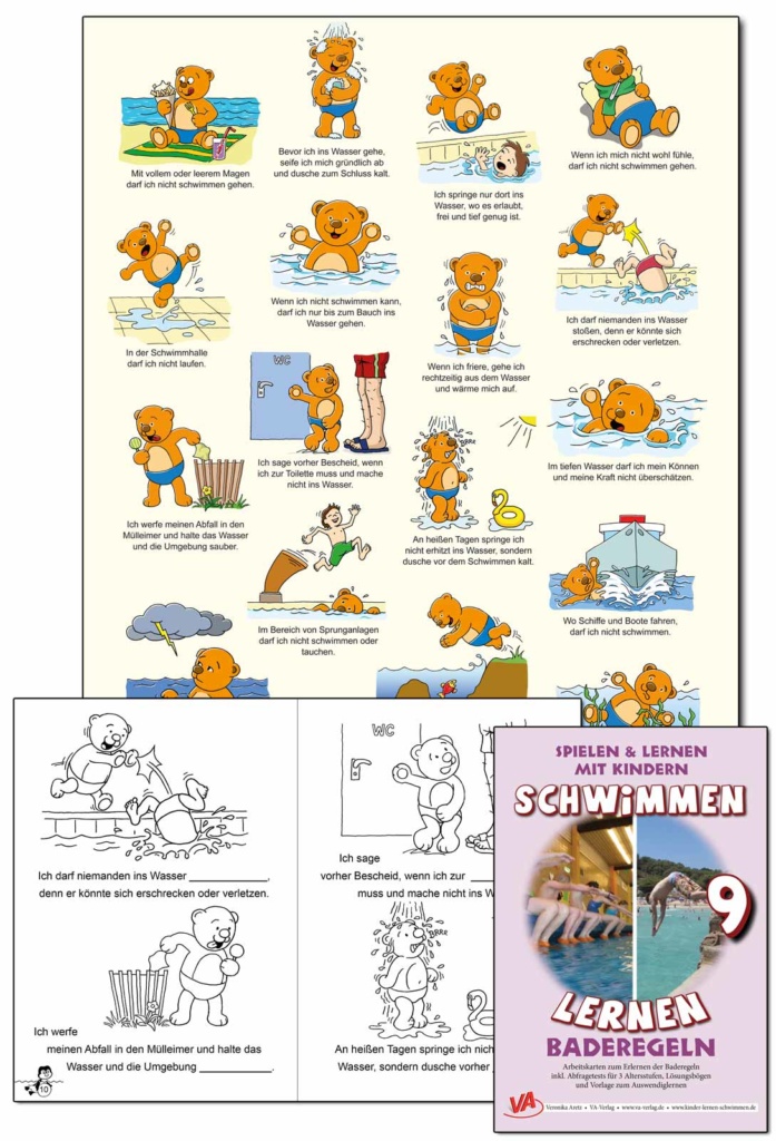 Baderegel-Malheft ideal für Kinder zum Einstieg ins Schwimmen lernen